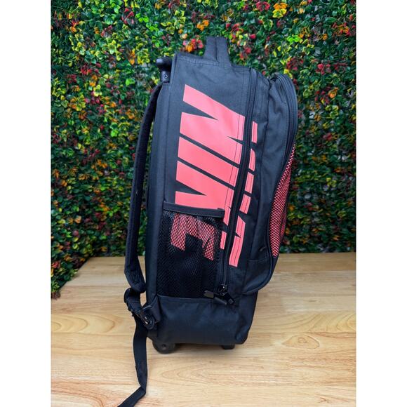 Nike Luggage Convertible Rolling Bag to Backpack Black Coral Carry On Travel GUC - Picture 8 of 12